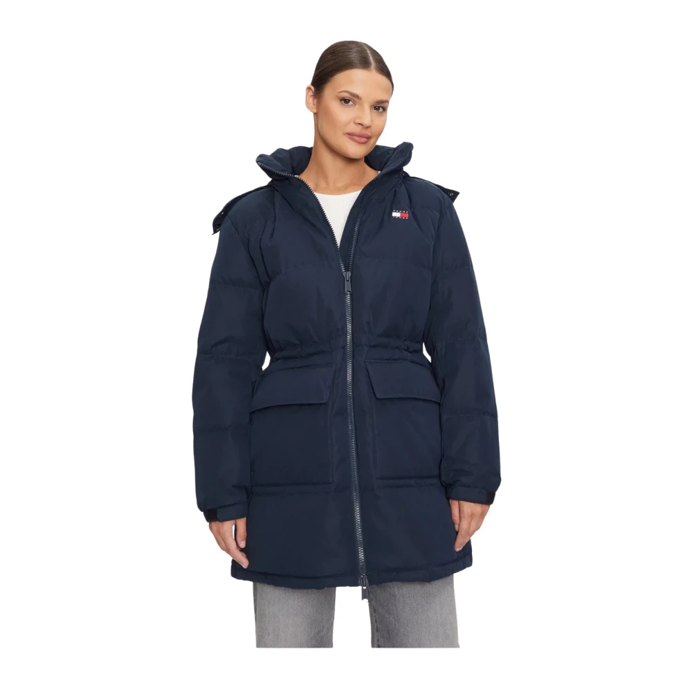 Tommy Jeans Hooded faux fur jacket Blue Dames