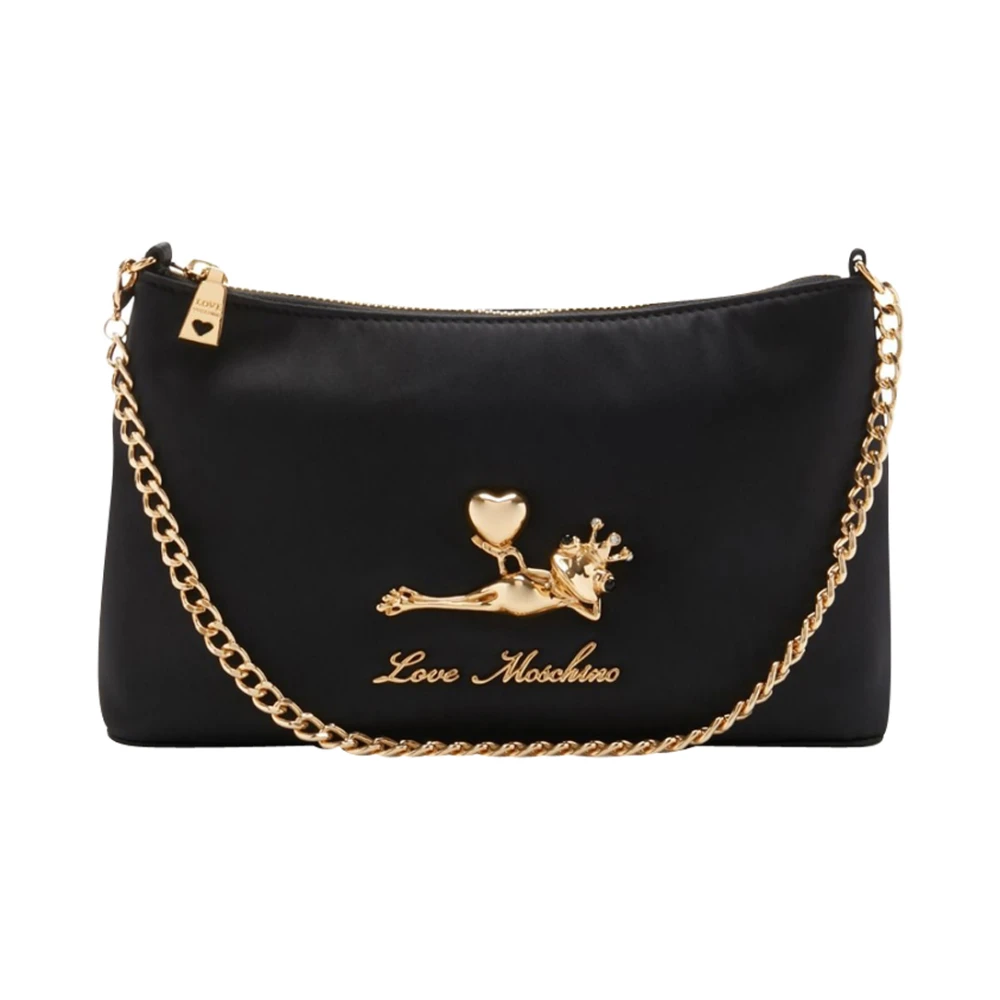 Love Moschino Satin Axelväska i Svart Black, Dam