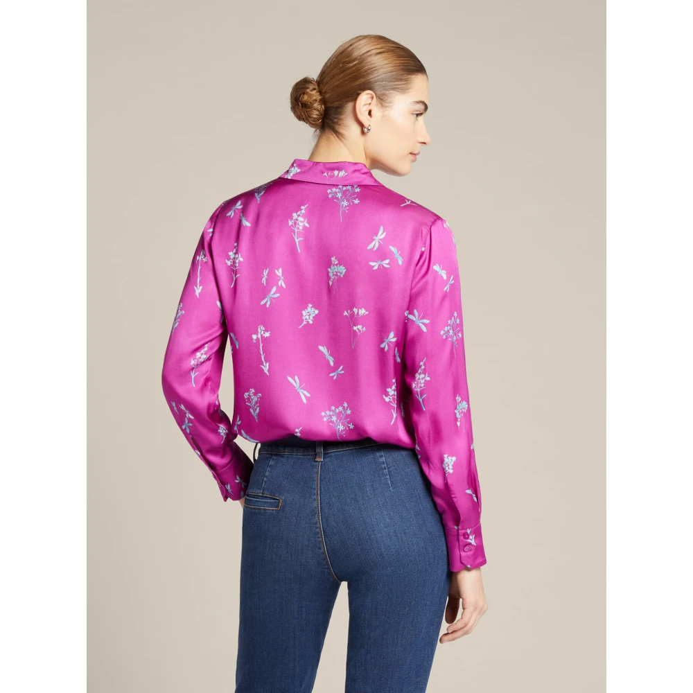Elena Mirò Bloemen Viscose Ecovero Shirt Pink Dames