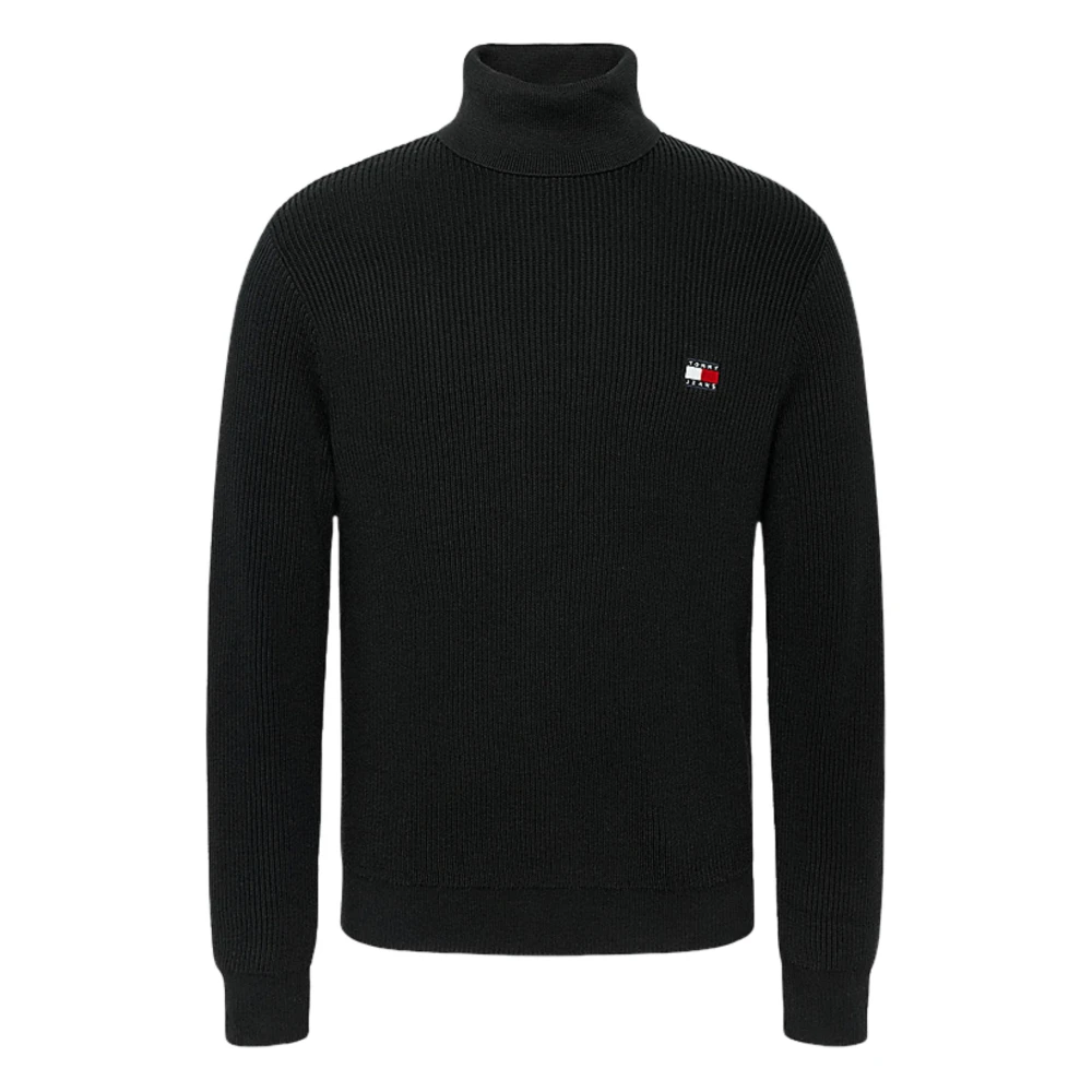 Tommy Hilfiger Zwarte Trui Slim Fit Wol Black Heren