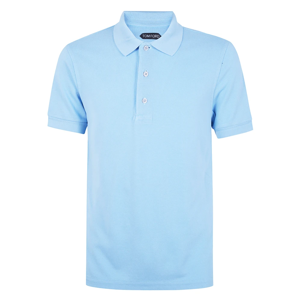 Tom Ford Men's Blue Polo Shirts, Xl, Lyocell Piquet Short Sleeves Polo Shirt