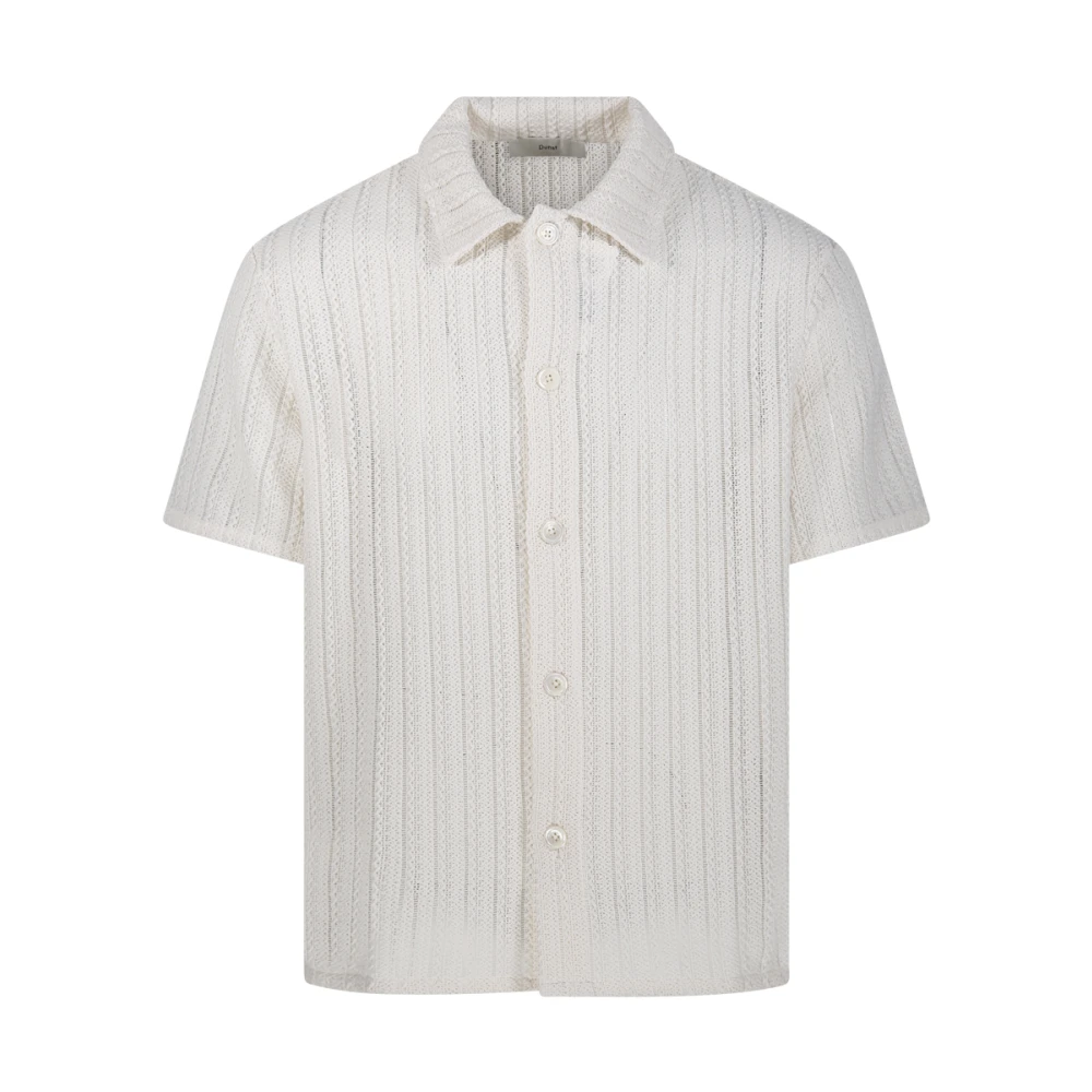 Dunst Ivory Stripe Crochet Shirt White Heren