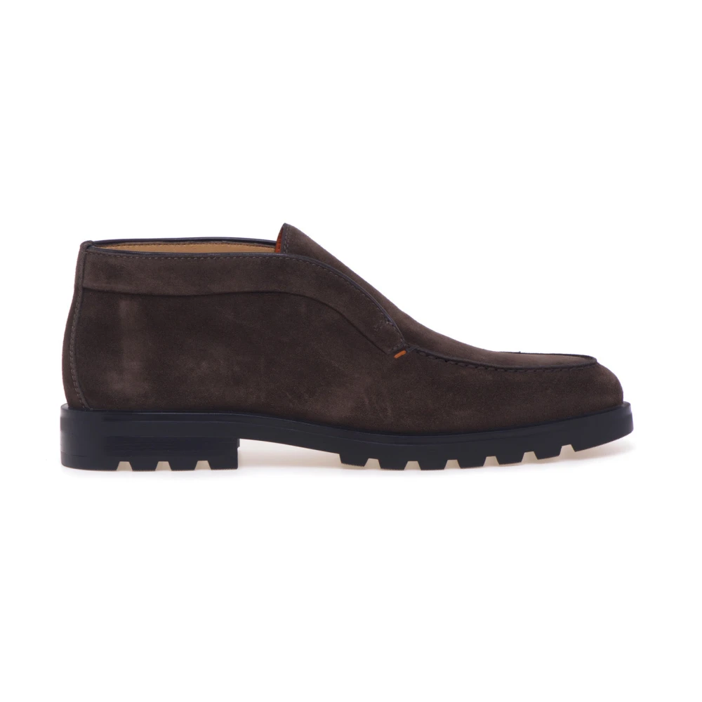 Santoni Brown Ankle Boots, Male, 10 Uk, Calf-Suede Almond-Toe Loafer