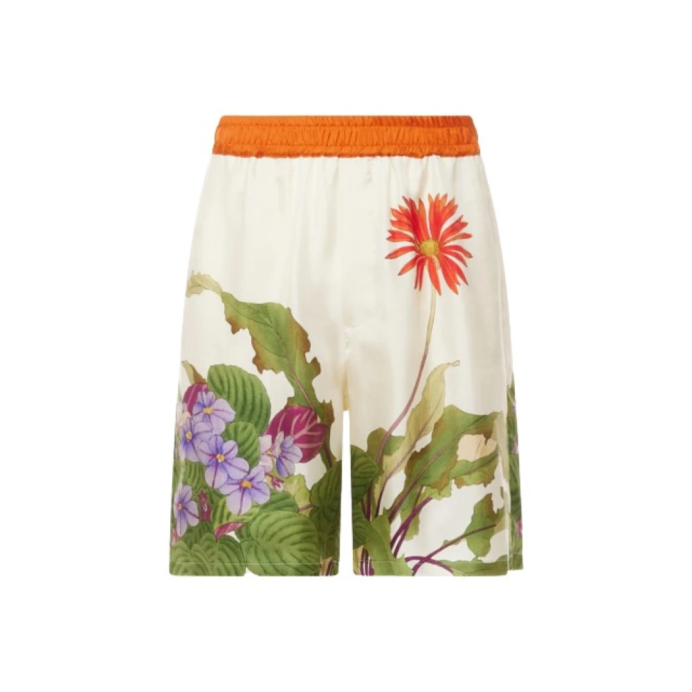 Pierre-Louis Mascia Bloemen zijden Bermuda shorts met oranje elastische riem Multicolor Heren