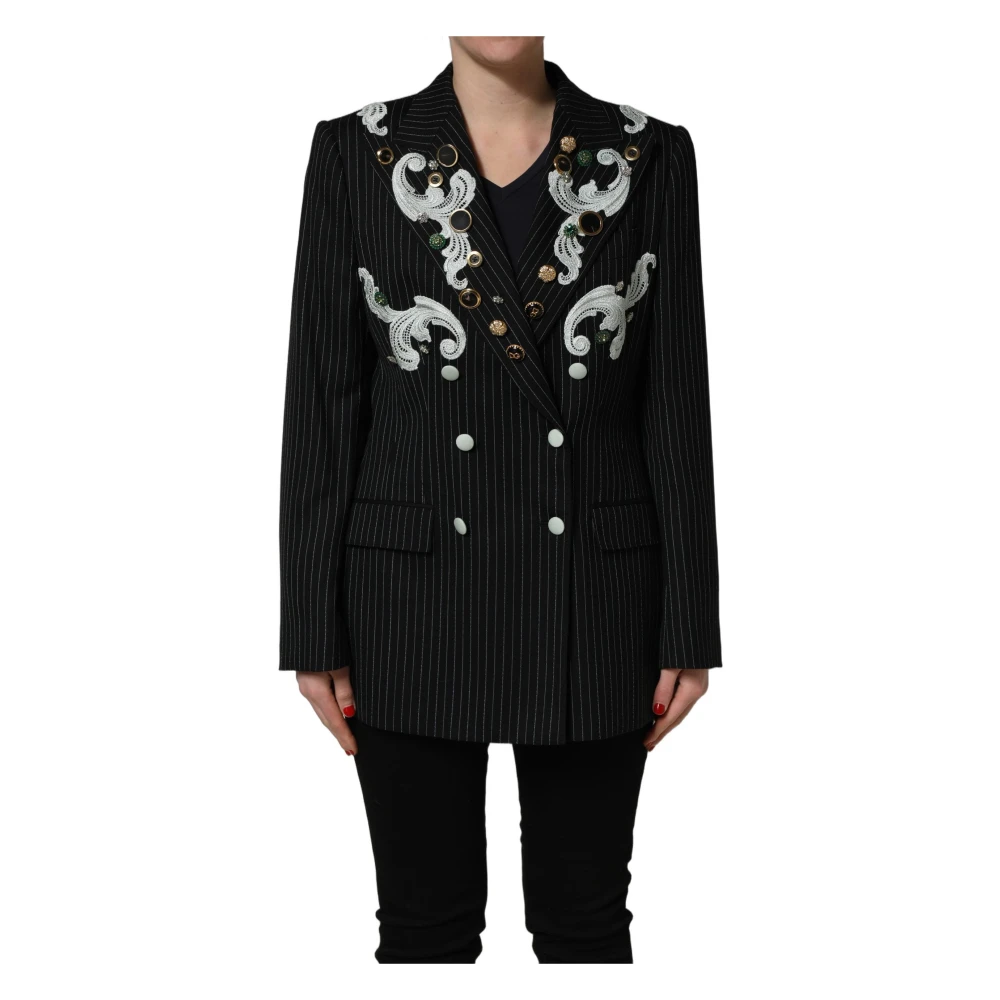 Dolce & Gabbana Women's Black Blazers, 3XL, Double-Breasted Blazer Jacket