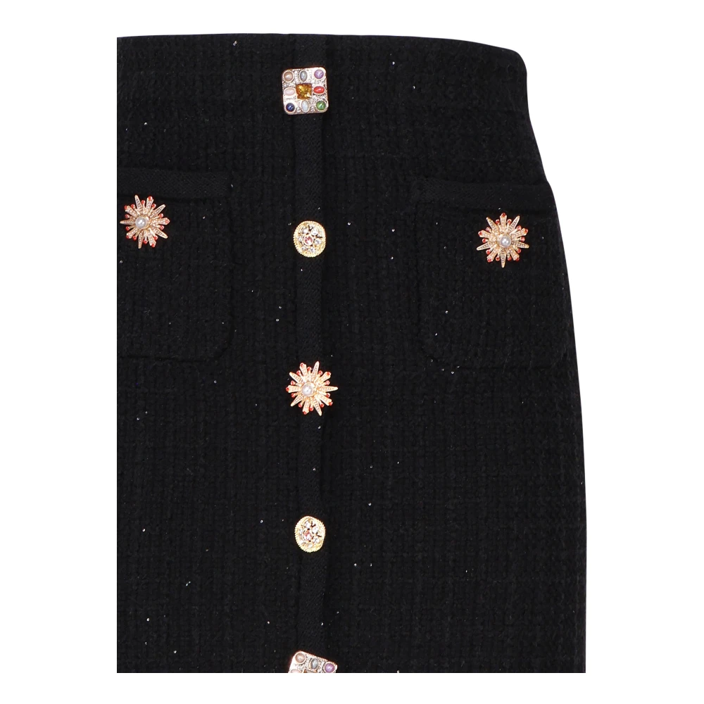 Self Portrait Zwarte Minirok met Decoratieve Knopen Black Dames