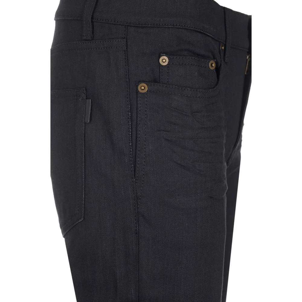 Saint Laurent Slim Jeans van Katoen en Elastaan Black Heren
