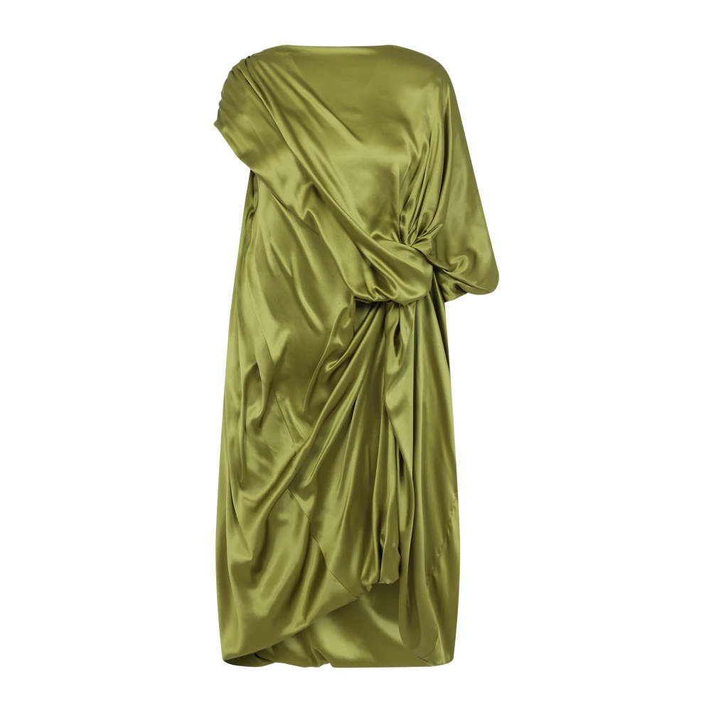 Dries Van Noten Green Elegant Silk Dress - Female - Short Dresses - Xs - Dresses