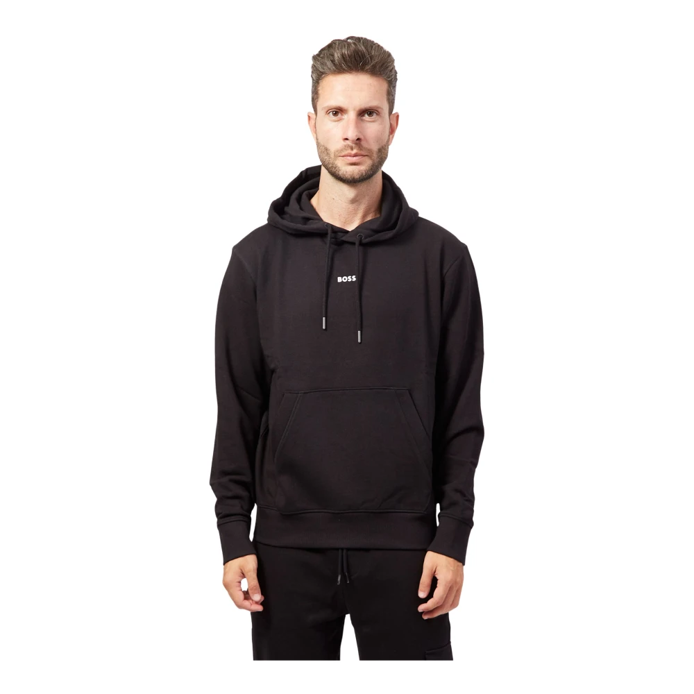Hugo Boss Zwarte hoodie met print op voor- en achterkant Black Heren