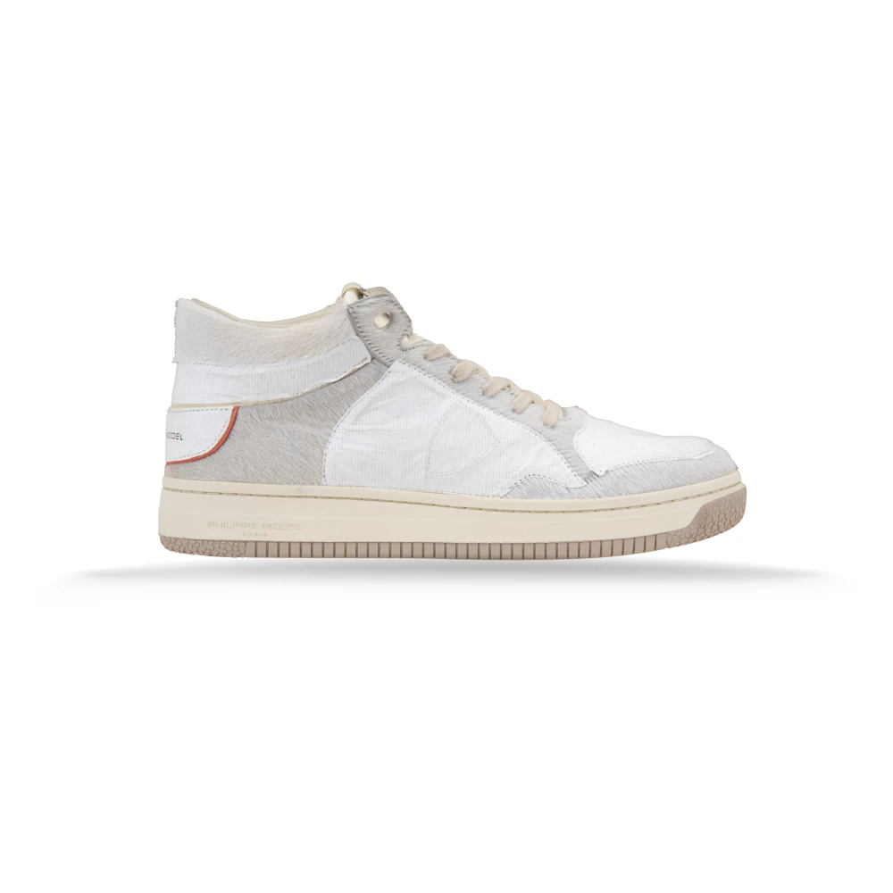 Philippe Model Heren hoge sneakers met haar detail Heren Schoenen Wit