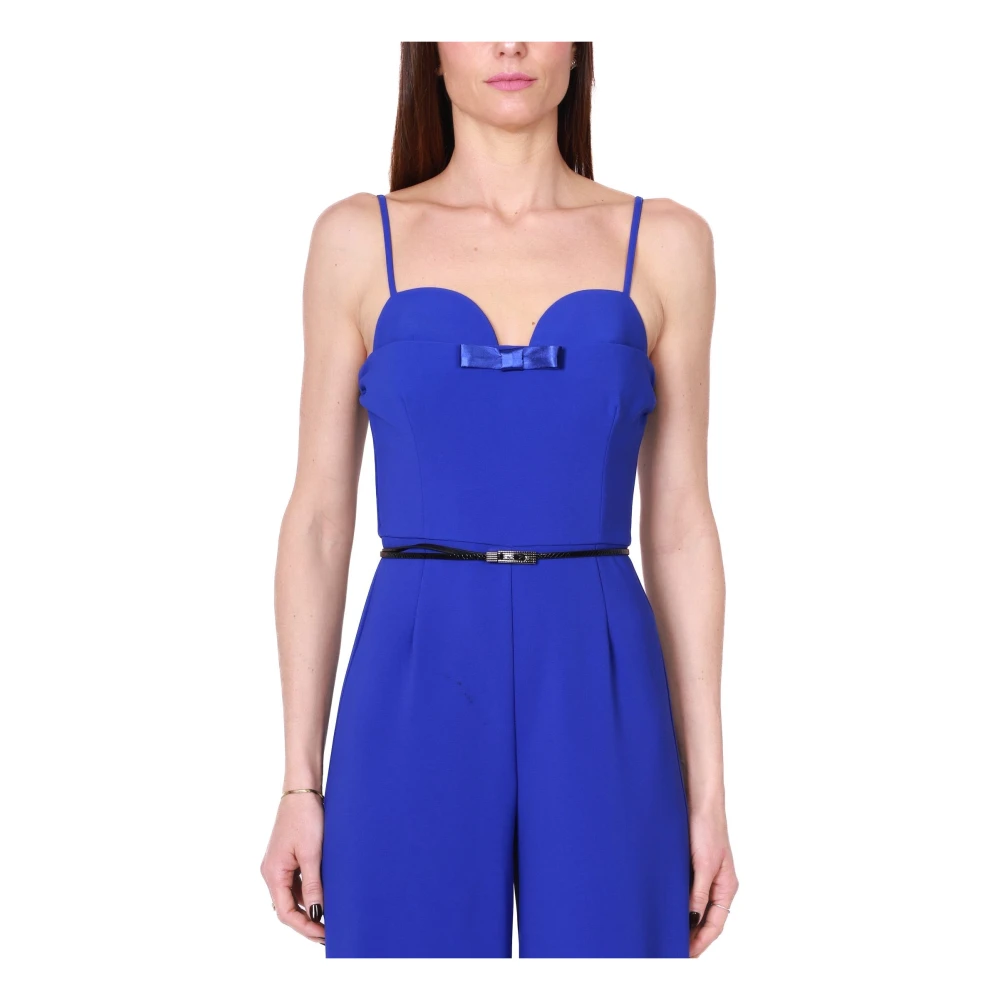 Elisabetta Franchi Blauwe Elegante Jumpsuit met Dunne Bandjes Blue Dames