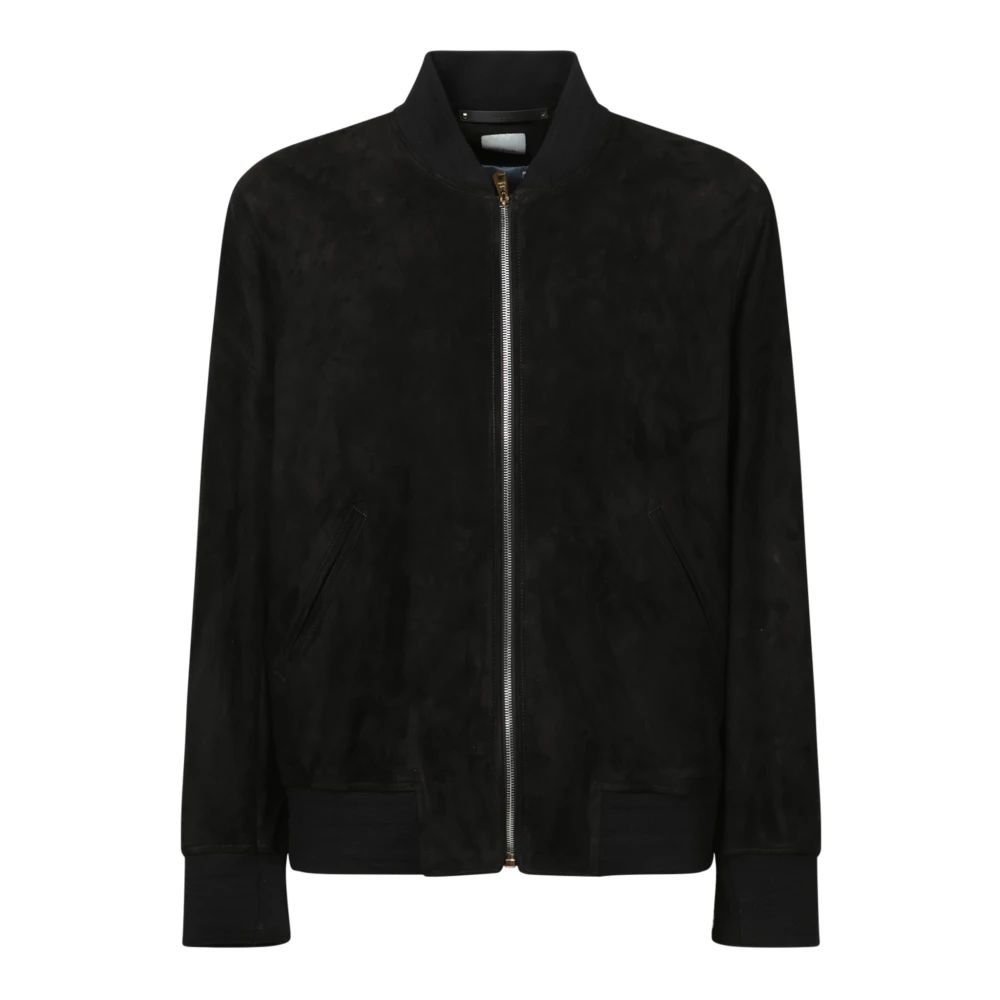 PS By Paul Smith Zwarte leren jas voor mannen Black Heren