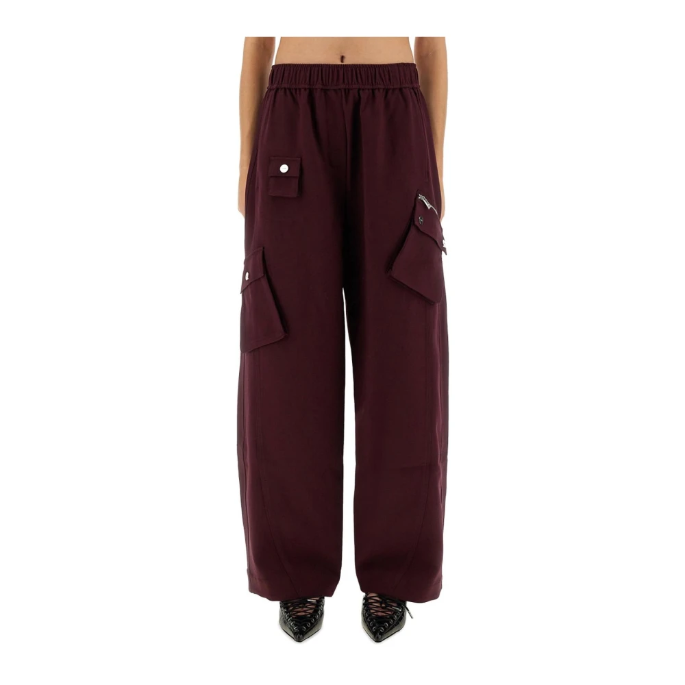 Ganni Women's Brown Wide-Leg Cargo Trousers - Wide Trousers - Xs - Trousers