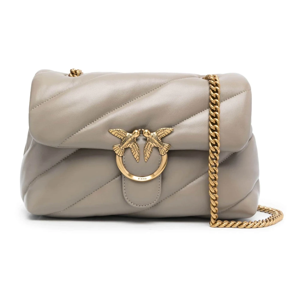 Pinko Antiek Goud Love Puff Classic Tas Beige Dames