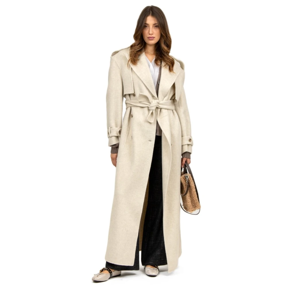 Giuseppe Di Morabito Beige Wollen Trenchcoat Beige Dames