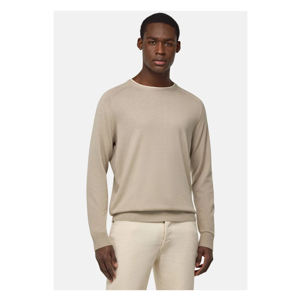 Boggi Milano Crew Neck Jumper Blue Heren