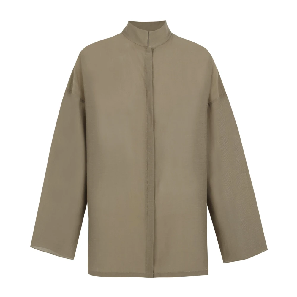 Cortana Soles groene khaki katoenen voile shirt Green Dames