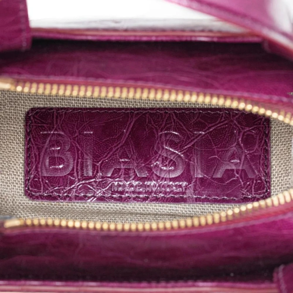 Biasia Leren Schoudertas Purple Dames