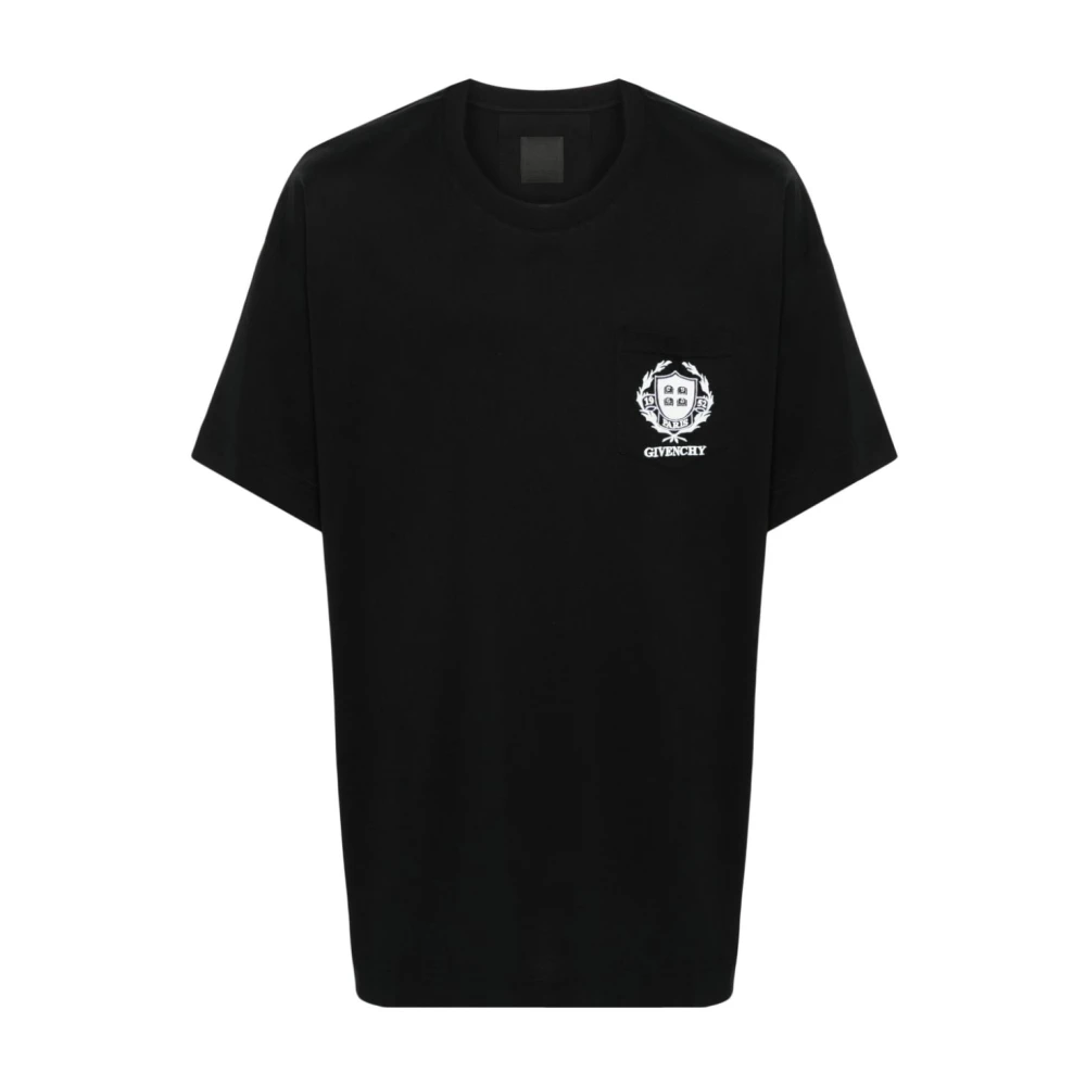 Givenchy Zwarte Jersey Logo Geborduurd T-shirt Black Heren