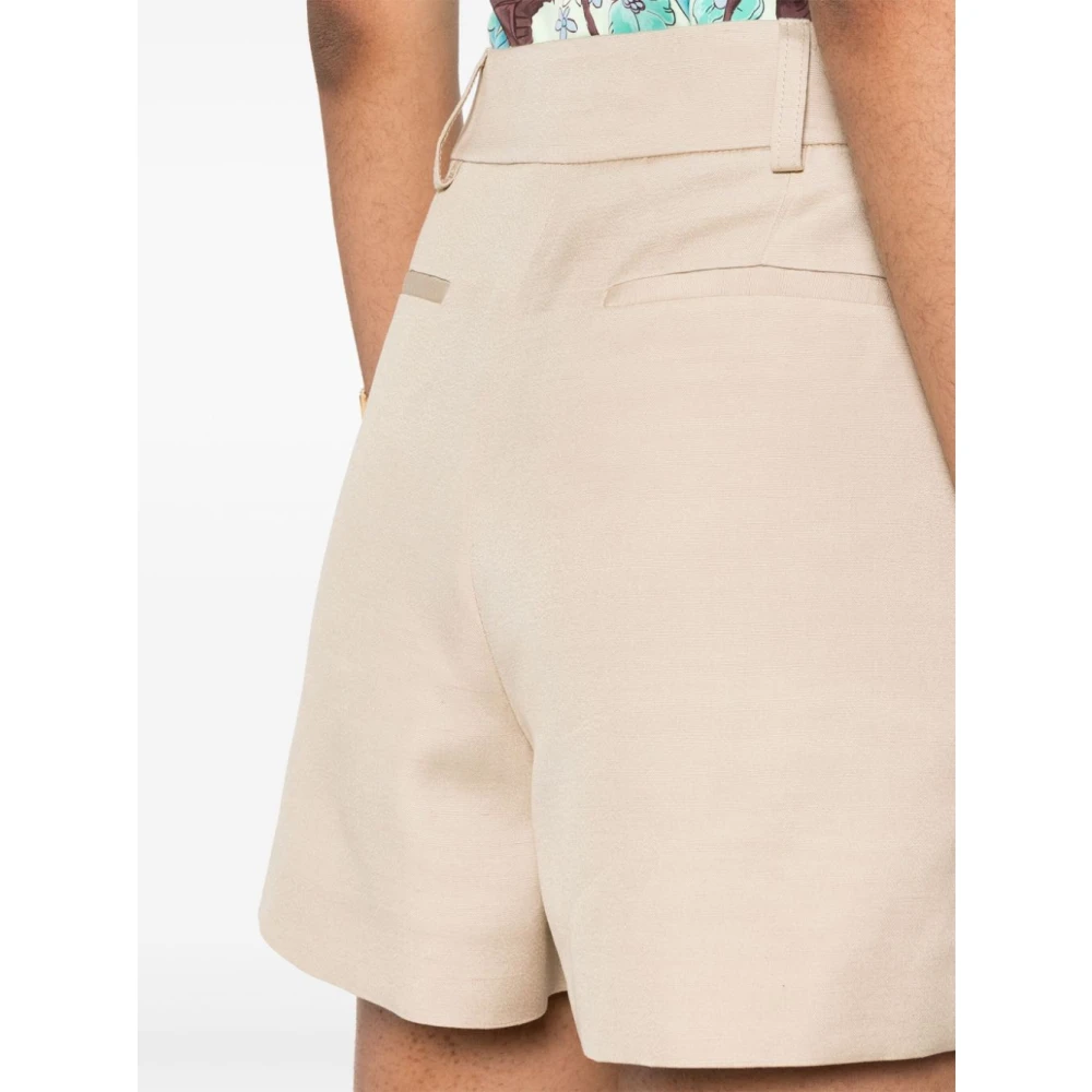 Stella Mccartney Geborduurde Shorts in Lichtgewicht Viscose Beige Dames