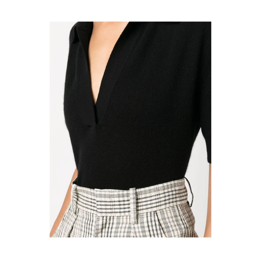 Khaite Zwarte Cashmere V-Hals Trui Black Dames