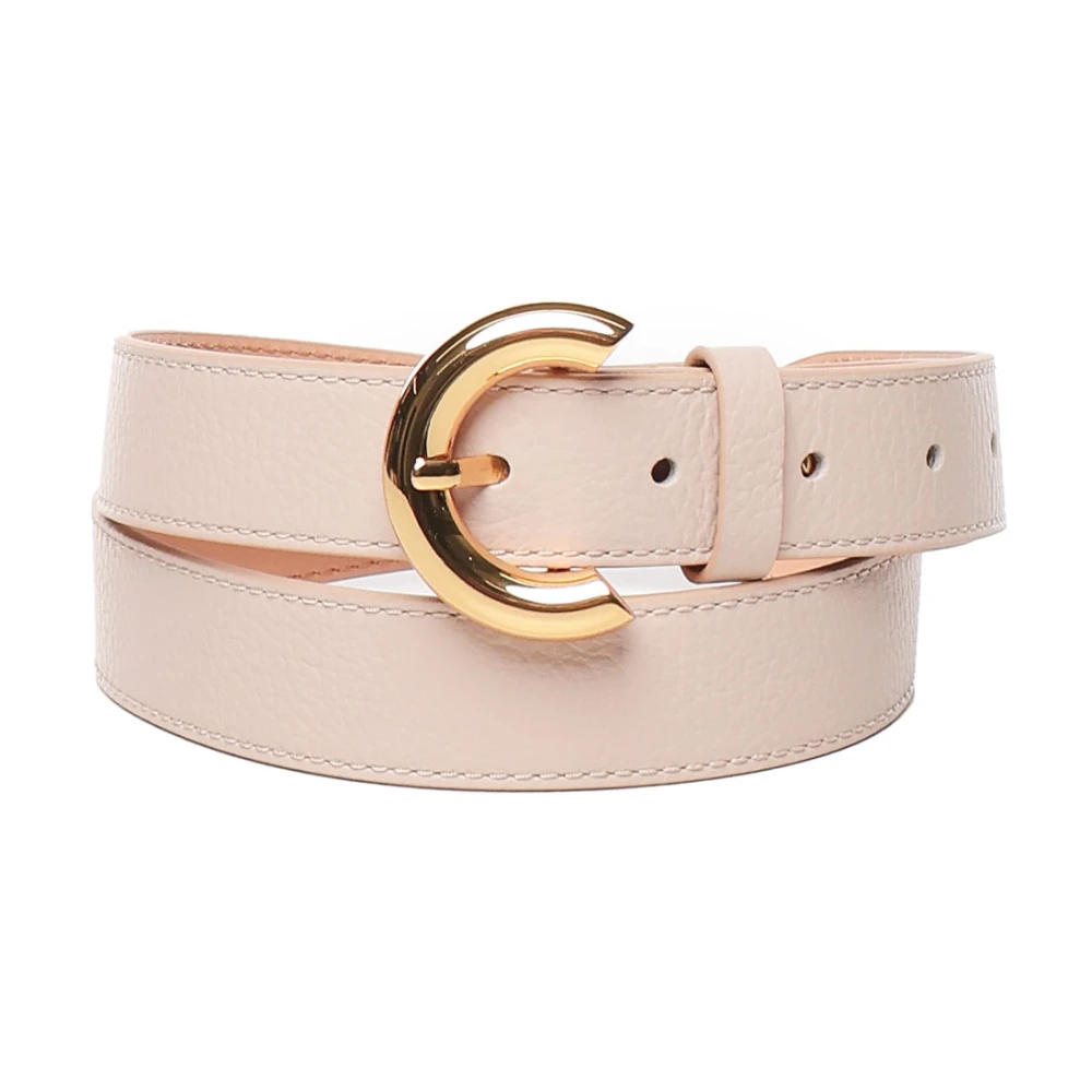 Coccinelle Roze Leren Riem met Gouden Gesp Pink Dames