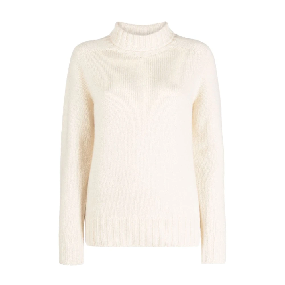 Malo Ivory Cashmere Blend Roll-Neck Sweater Beige Dames
