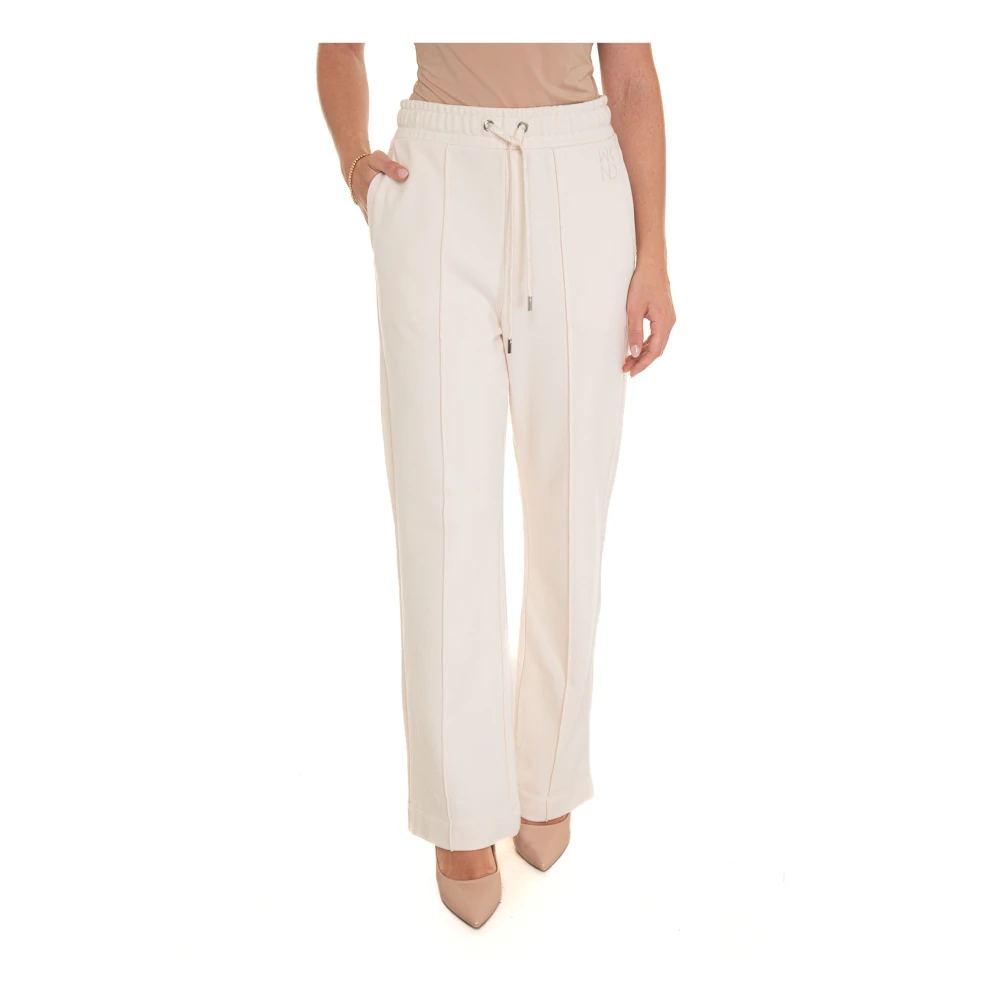 Max Mara Weekend Wijde Pijp Katoenen Overalls Broek Beige Dames