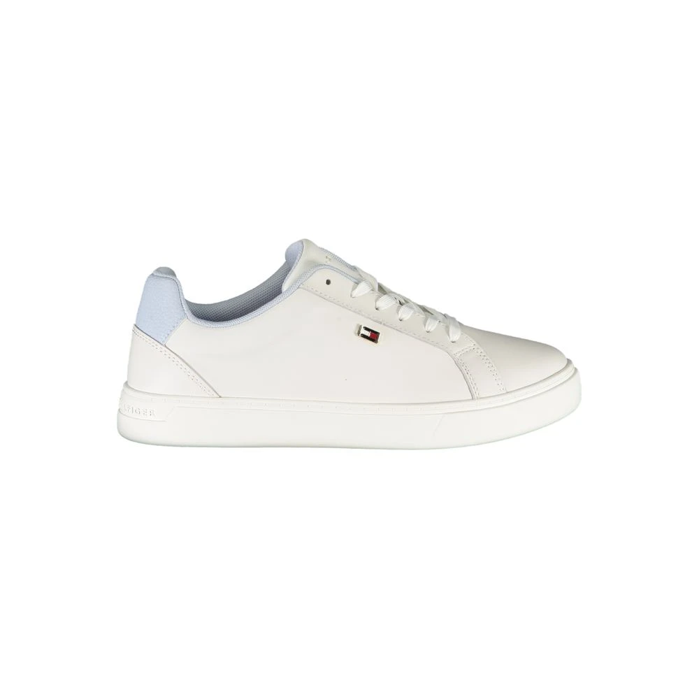 Tommy Hilfiger Women's White Sneakers,, Polyester Sneaker With Contrast Details Size 6 Uk