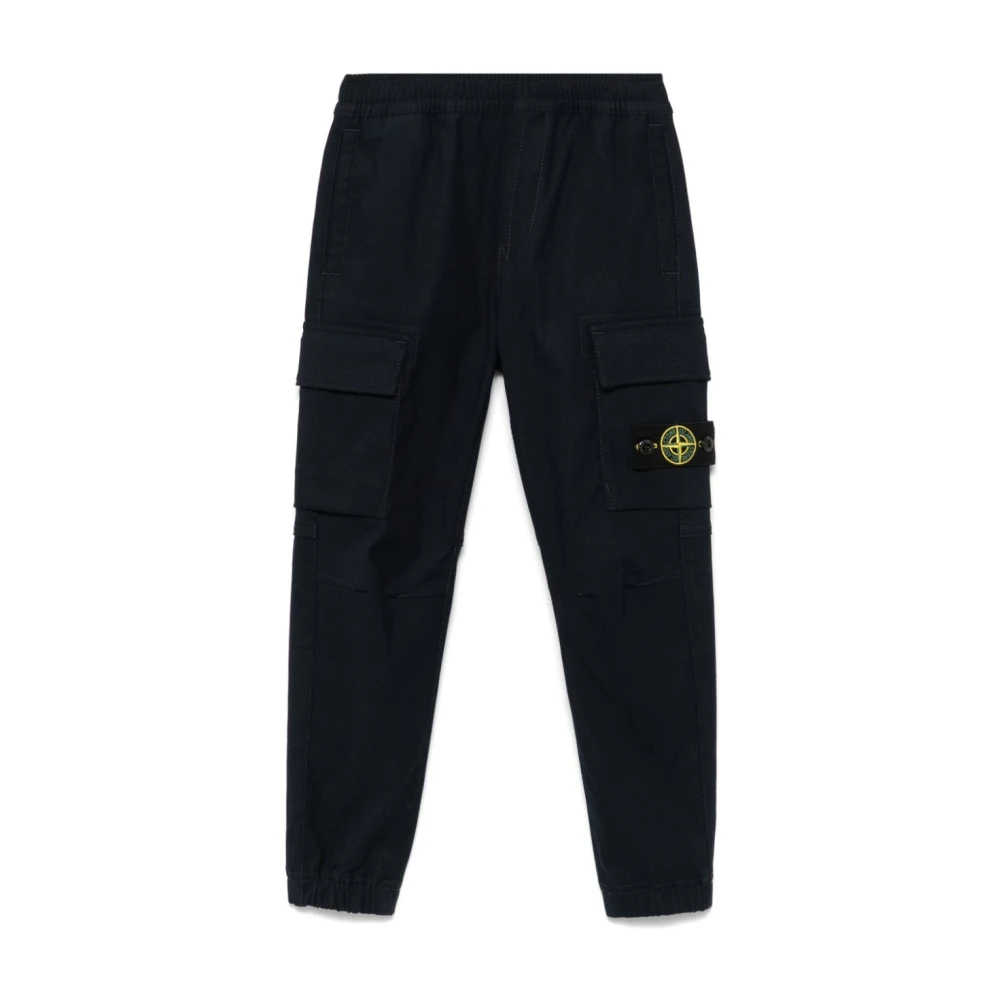 Stone Island Boys Black Trousers, 6 Y, Regular Tapered Trousers