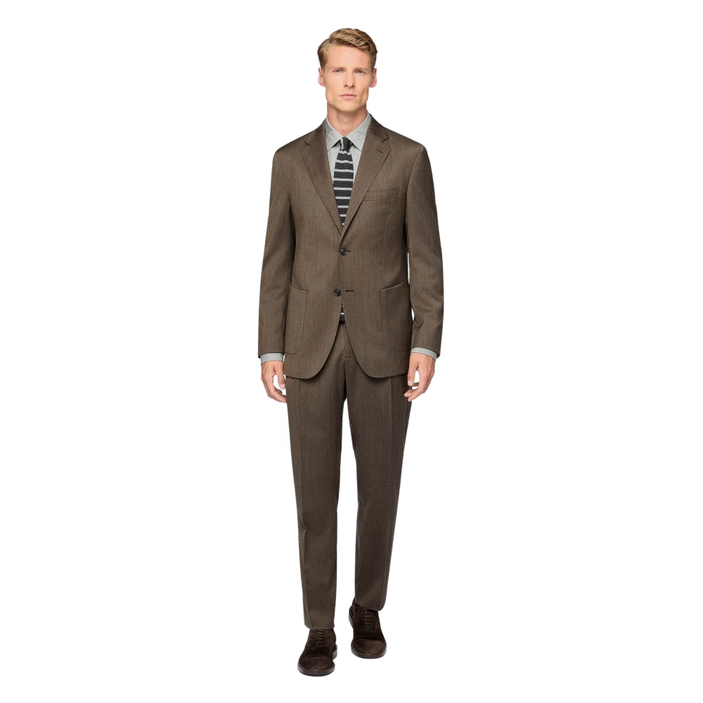 Boggi Milano Stretch Wol Pak Brown Heren