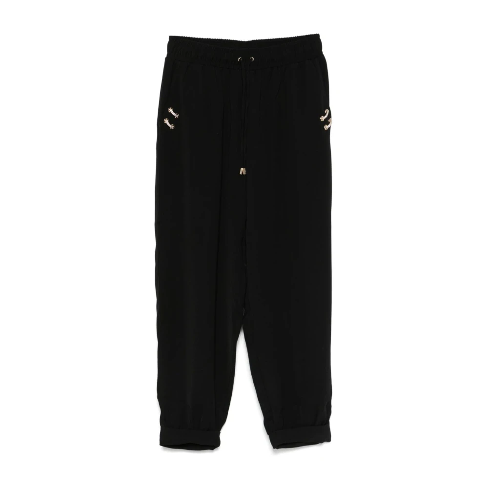 Liu Jo Zwarte broek met trekkoord en zakken Black Dames
