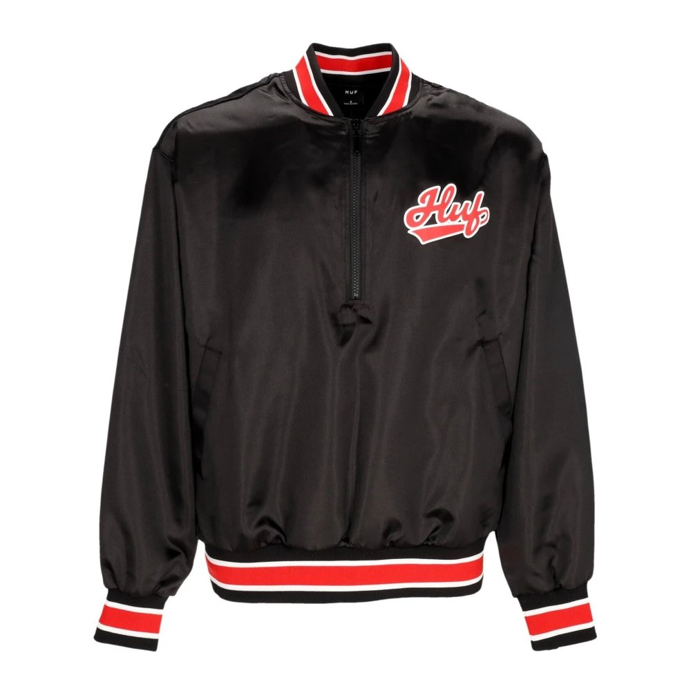Huf Men's Black Bomber Jackets, S, Satin Baseball Bomber Jacket