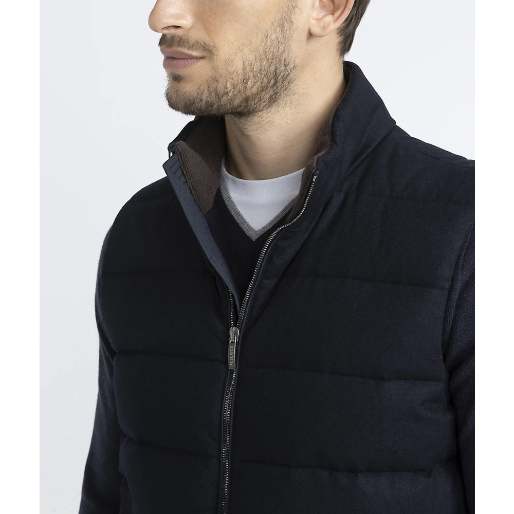 PESERICO Mouwloos donsjack van kasjmier Blue Heren