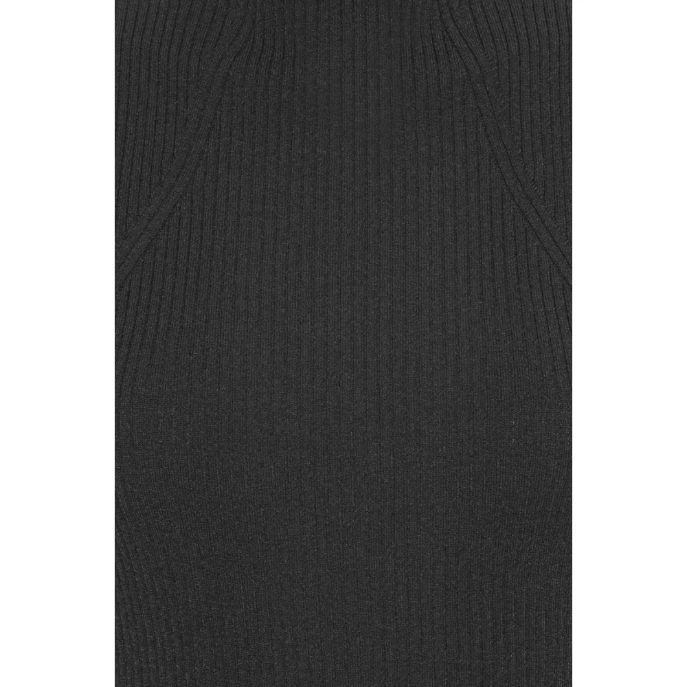 Rotate Birger Christensen Zwarte Gebreide Racer Cut Jurk Black Dames