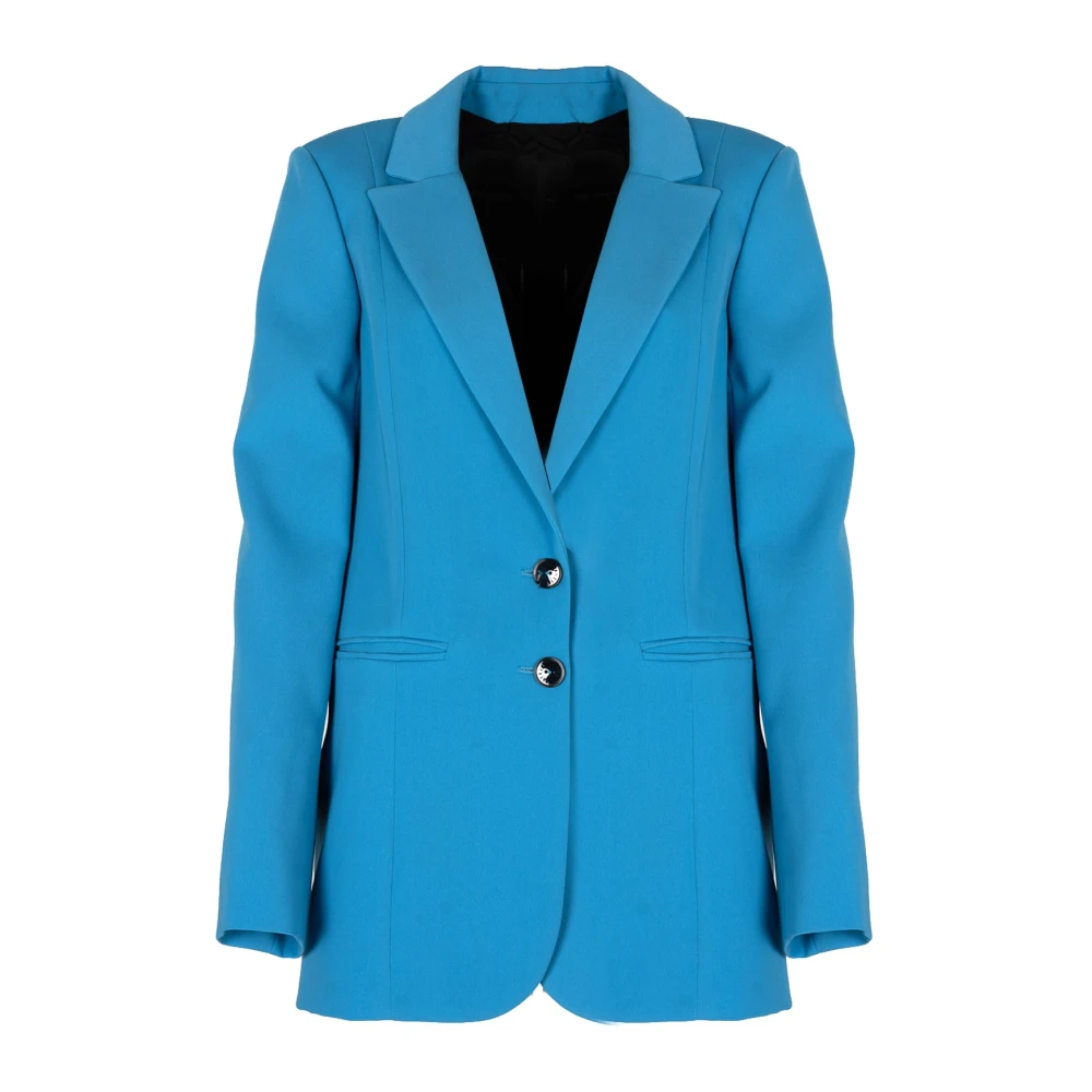 Patrizia Pepe Damen Blau Eleganter Blazer Mit Logoknöpfen