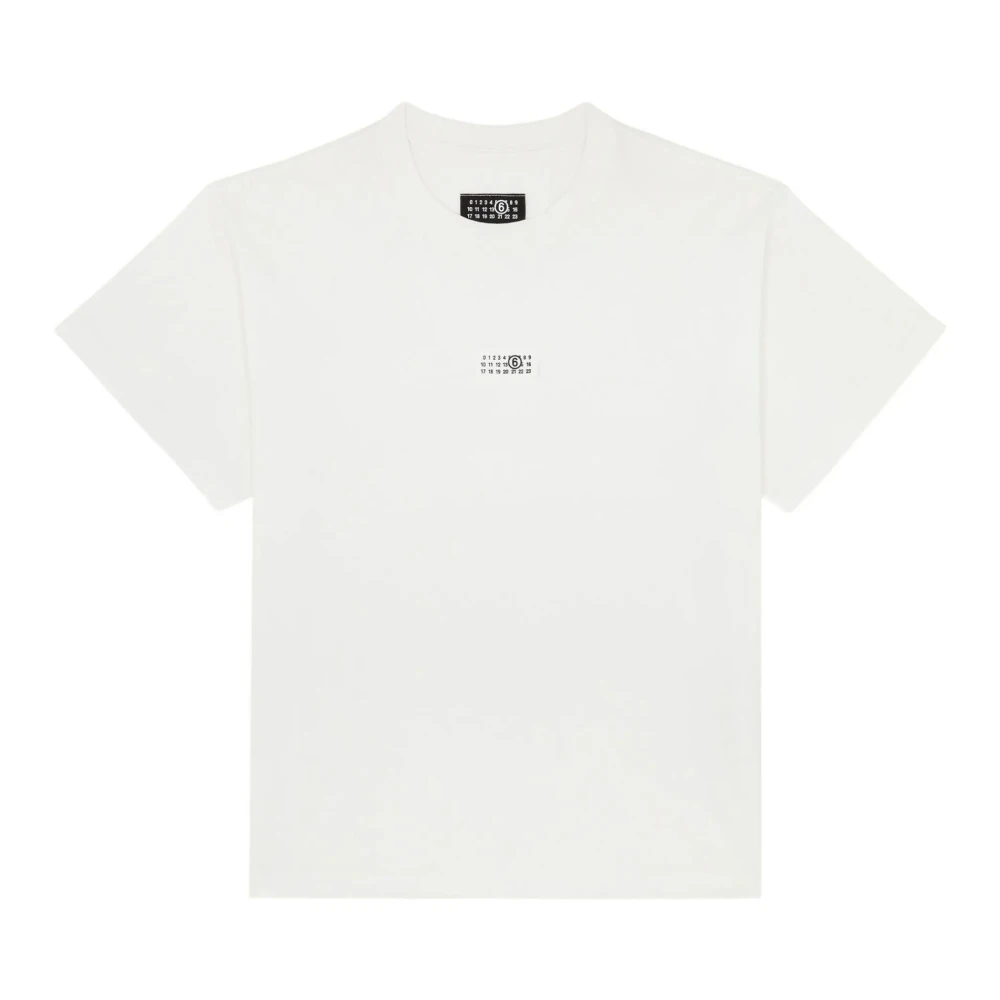 Mm6 Maison Margiela Homme Blanc Tops, Taille: L T-Shirt Ras Du Cou Avec Logo