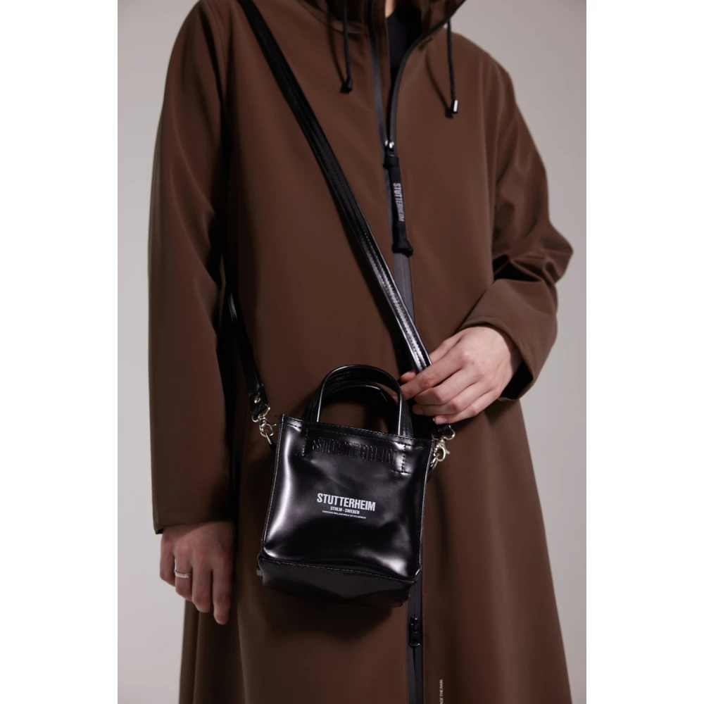 Stutterheim Mini Waterdichte Handtas met Metalen Rits Black Dames