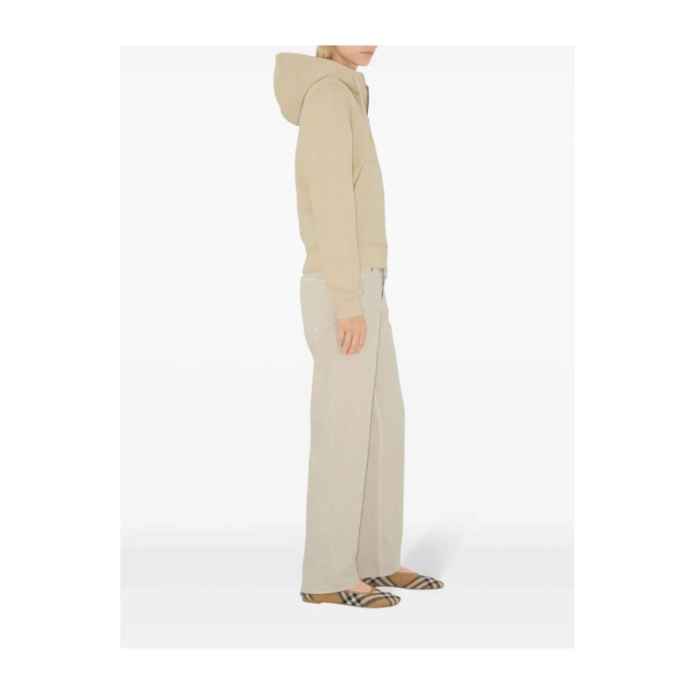 Burberry Beige Logo Zak Rits Hoodie Beige Dames
