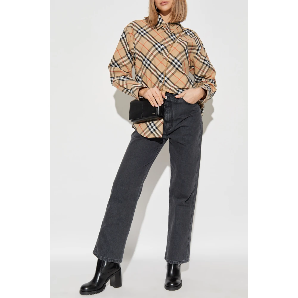 Burberry Geruite overhemd Beige Dames
