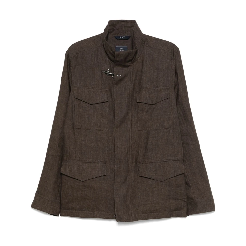 Fay Bruine Linnen Jas Buitenkleding Brown Heren