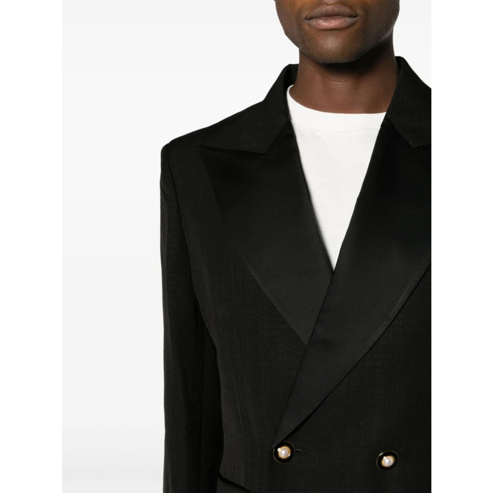 Casablanca Zwarte double-breasted tuxedo blazer van zijdeblend Black Heren