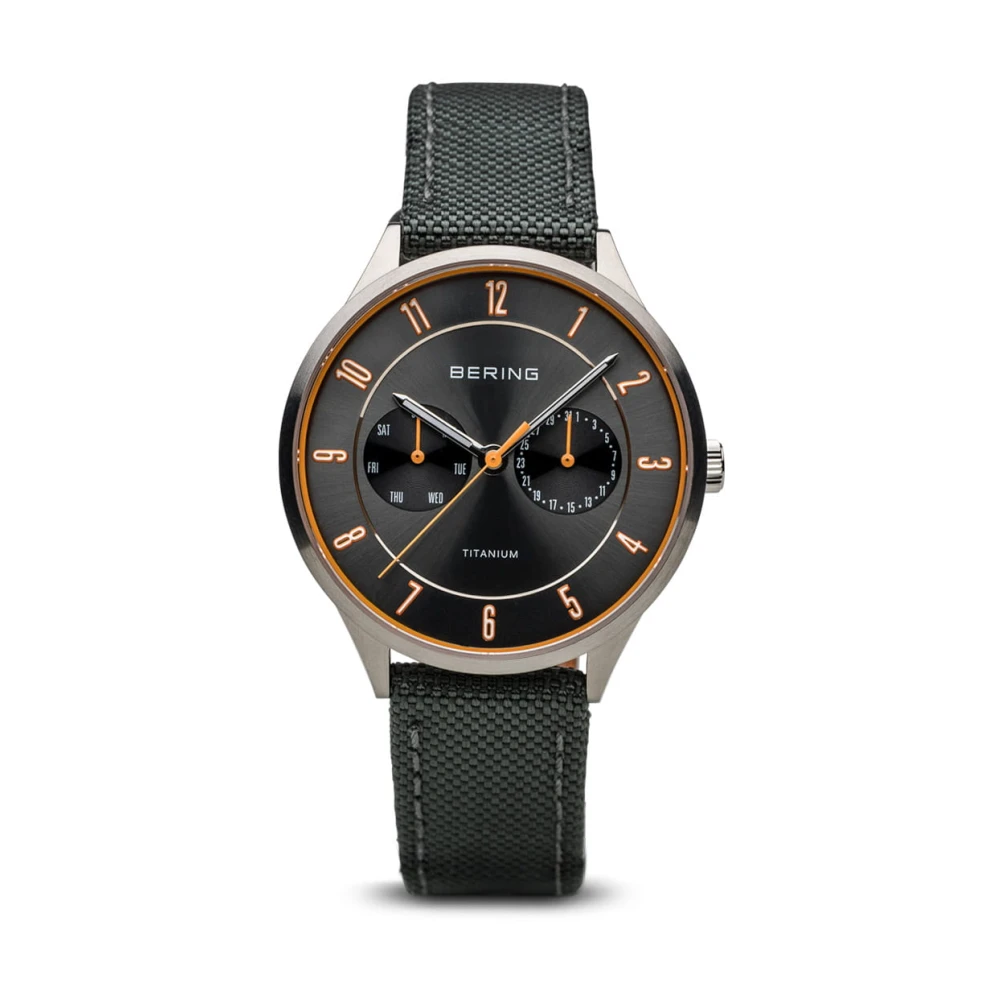 Bering Men's Black Watch Titanium 39 Mm Strap Nylon 11539-879