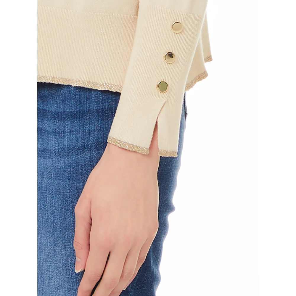 Liu Jo Ivory V-Neck Sweater Beige Dames