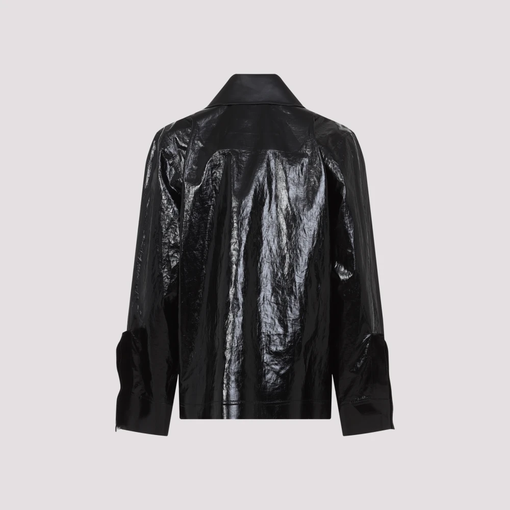 Jil Sander Elegante Zwarte Linnen Jas Black Dames