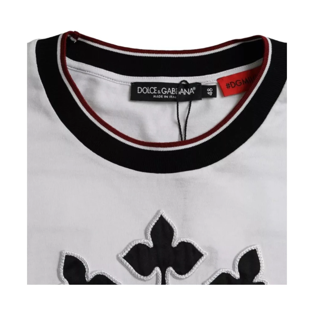Dolce & Gabbana Grafische Print Wit Katoenen T-Shirt voor Mannen White Heren
