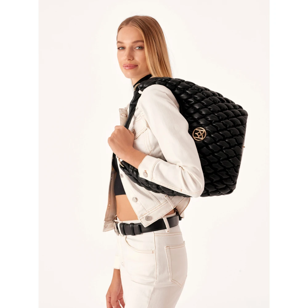 Kazar Grote schoudertas met gewatteerd patroon Black Dames