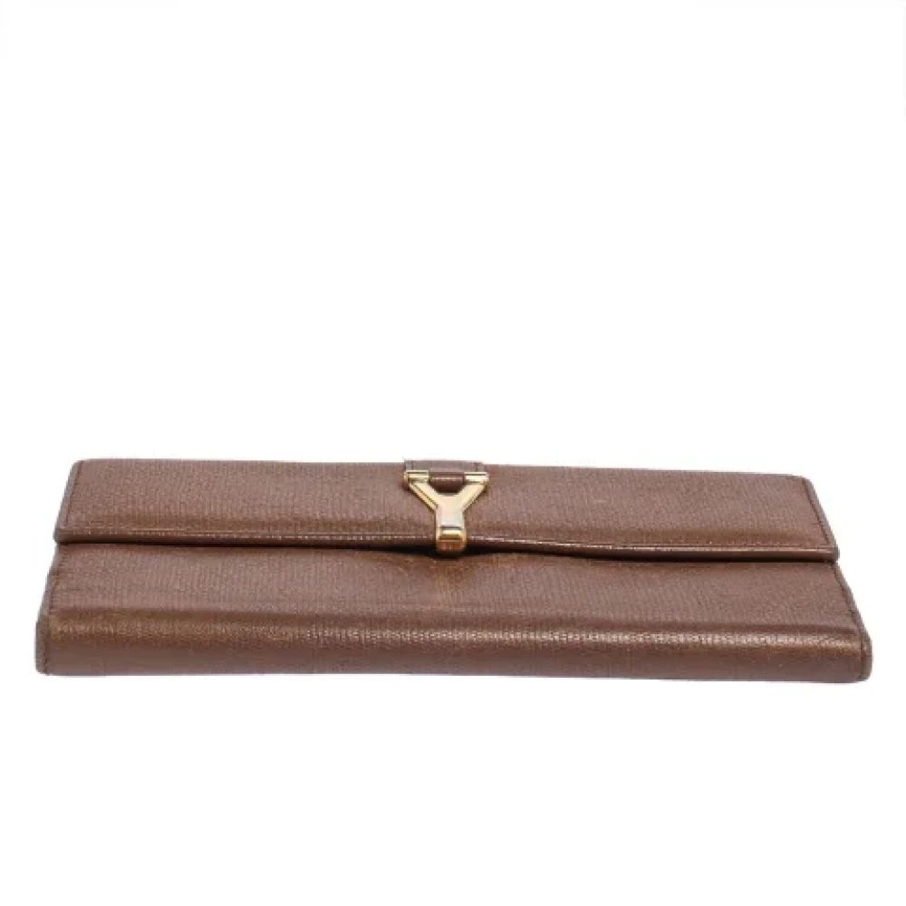 Yves Saint Laurent Vintage Pre-owned Leather wallets Brown Dames