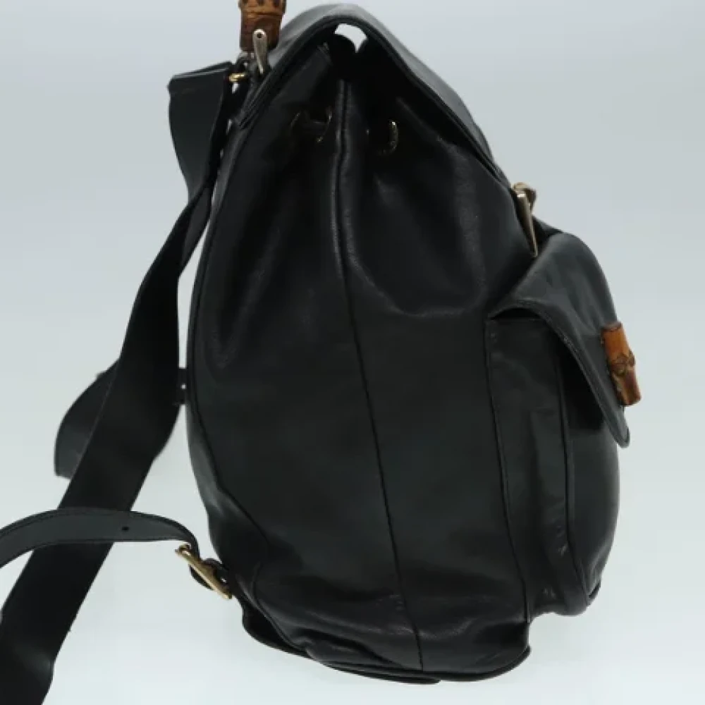 Gucci Vintage Pre-owned Leather backpacks Black Dames