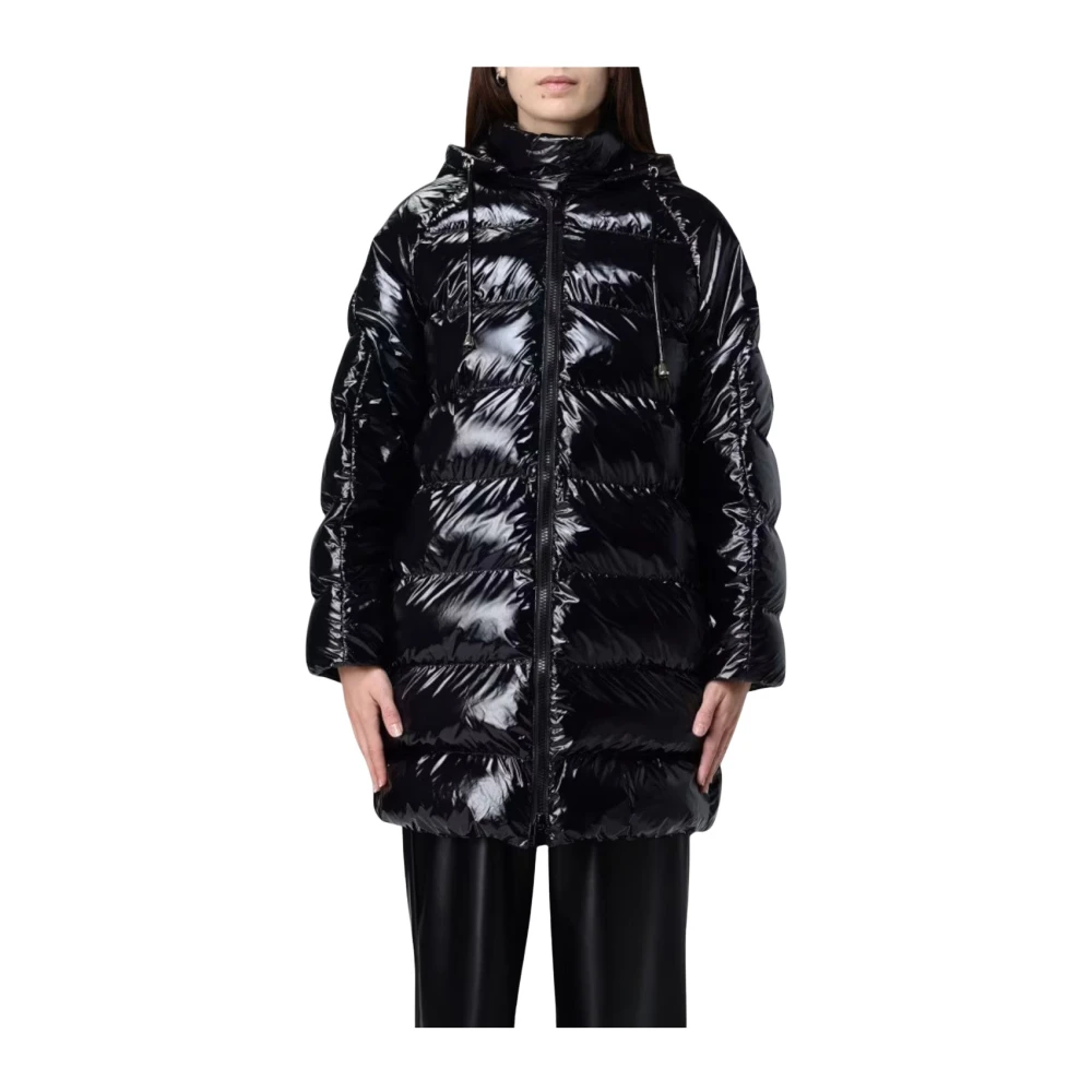 Pinko Women's Black Hooded Crystal Nylon Jacket